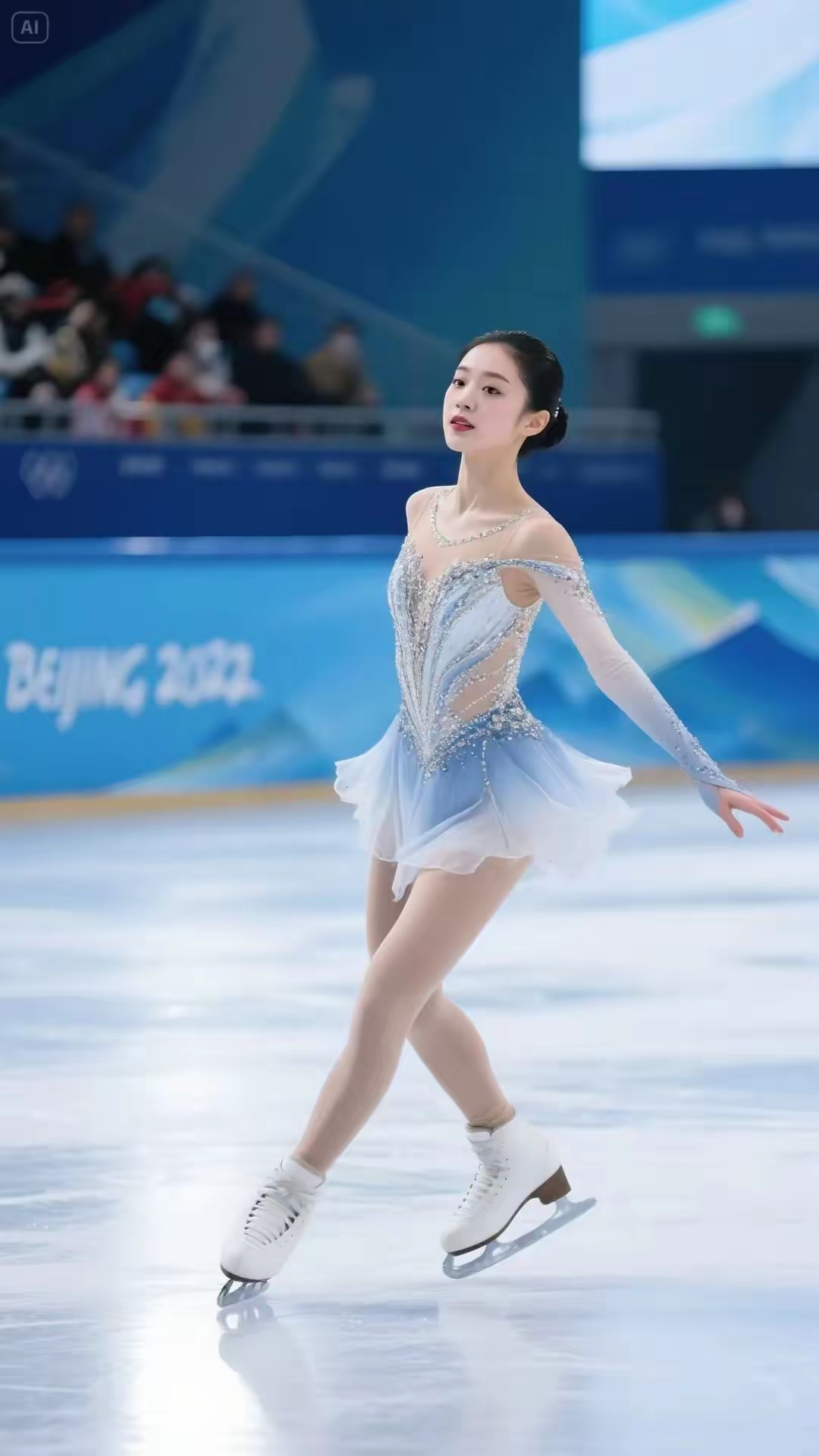 关于滑冰比赛中选手优雅表现，评委喝彩的信息